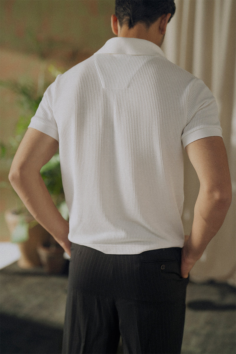 White Mesh Polo