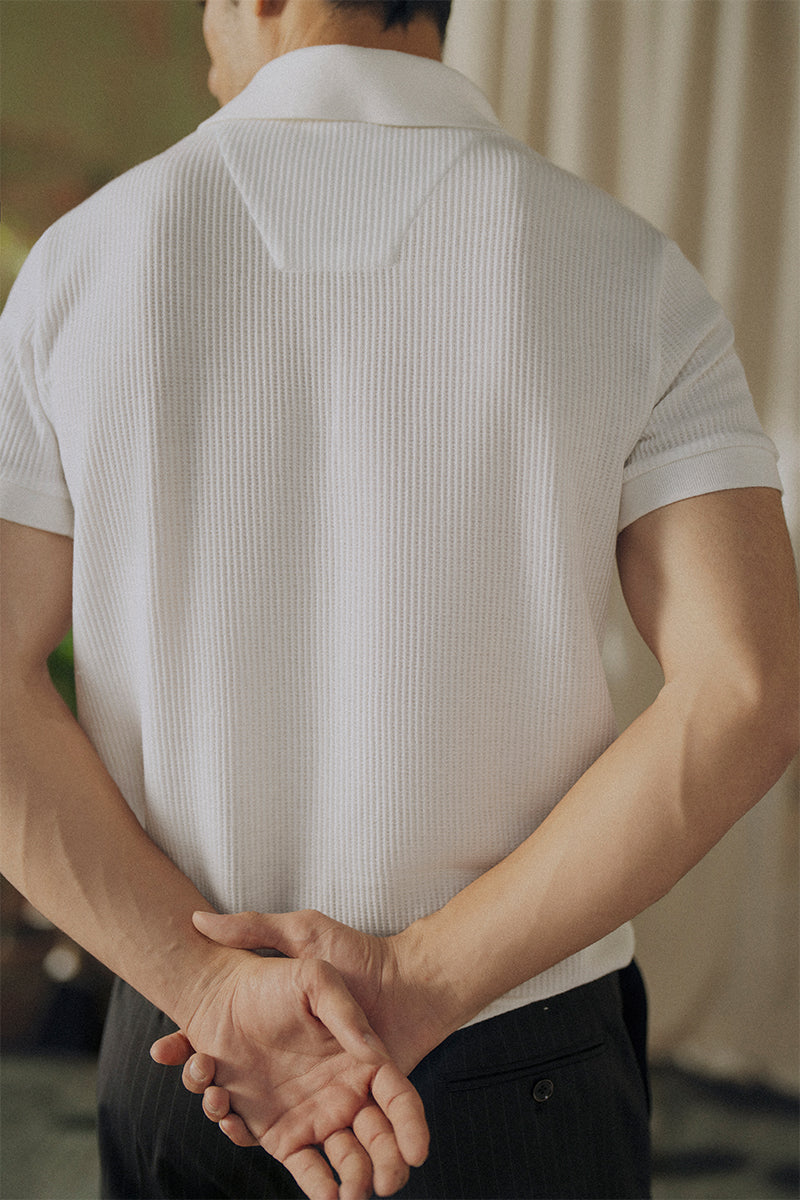 White Mesh Polo