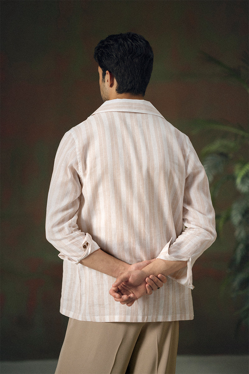 Beige Striped Linen Shirt