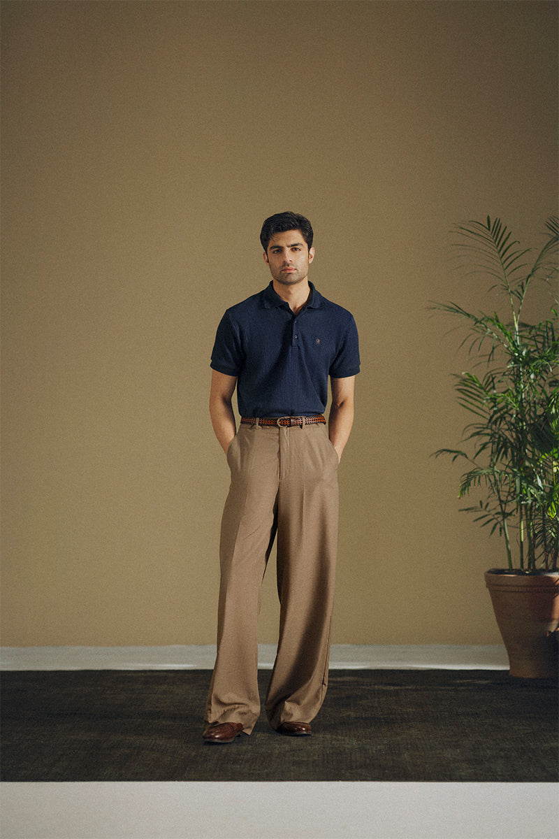 Navy Blue Embroidered Polo