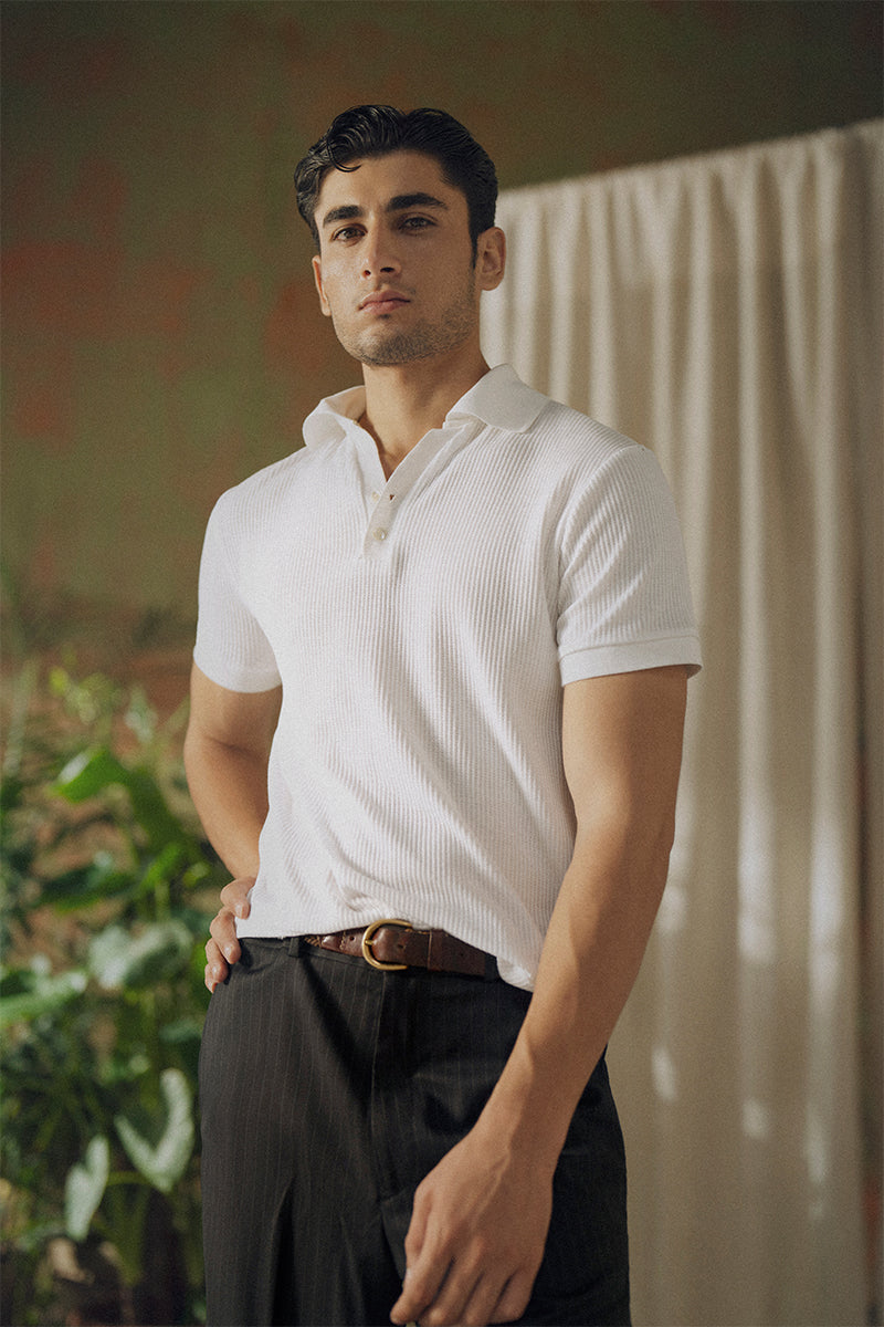 White Mesh Polo