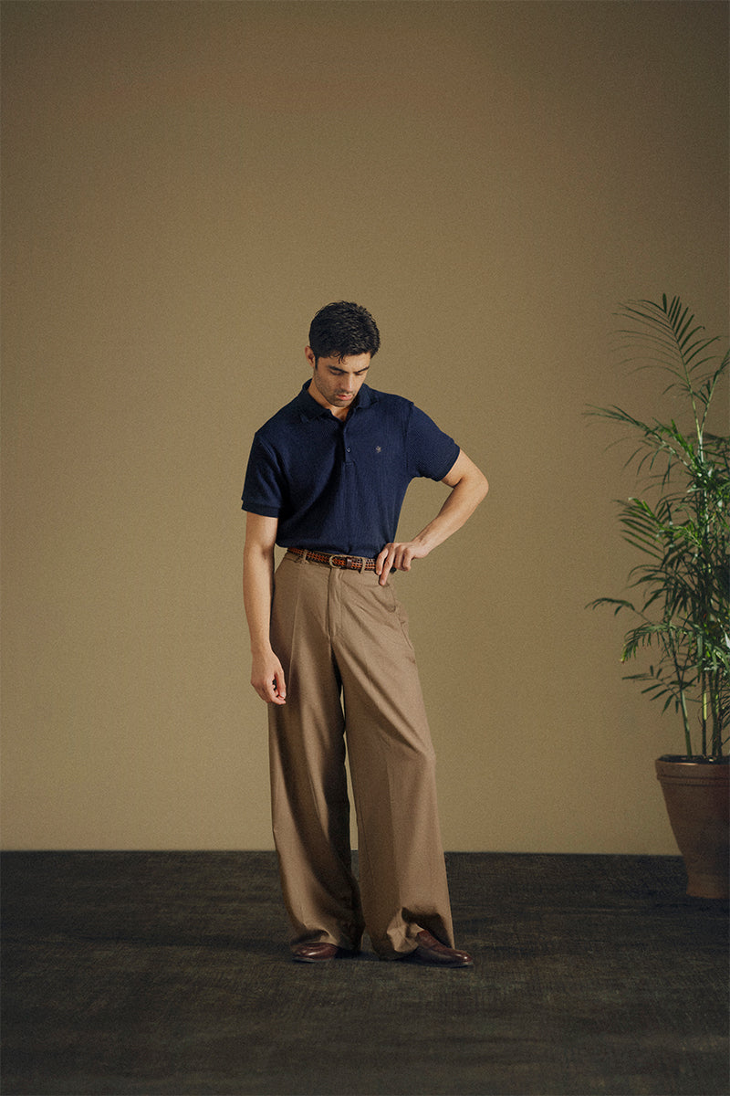 Navy Blue Embroidered Polo