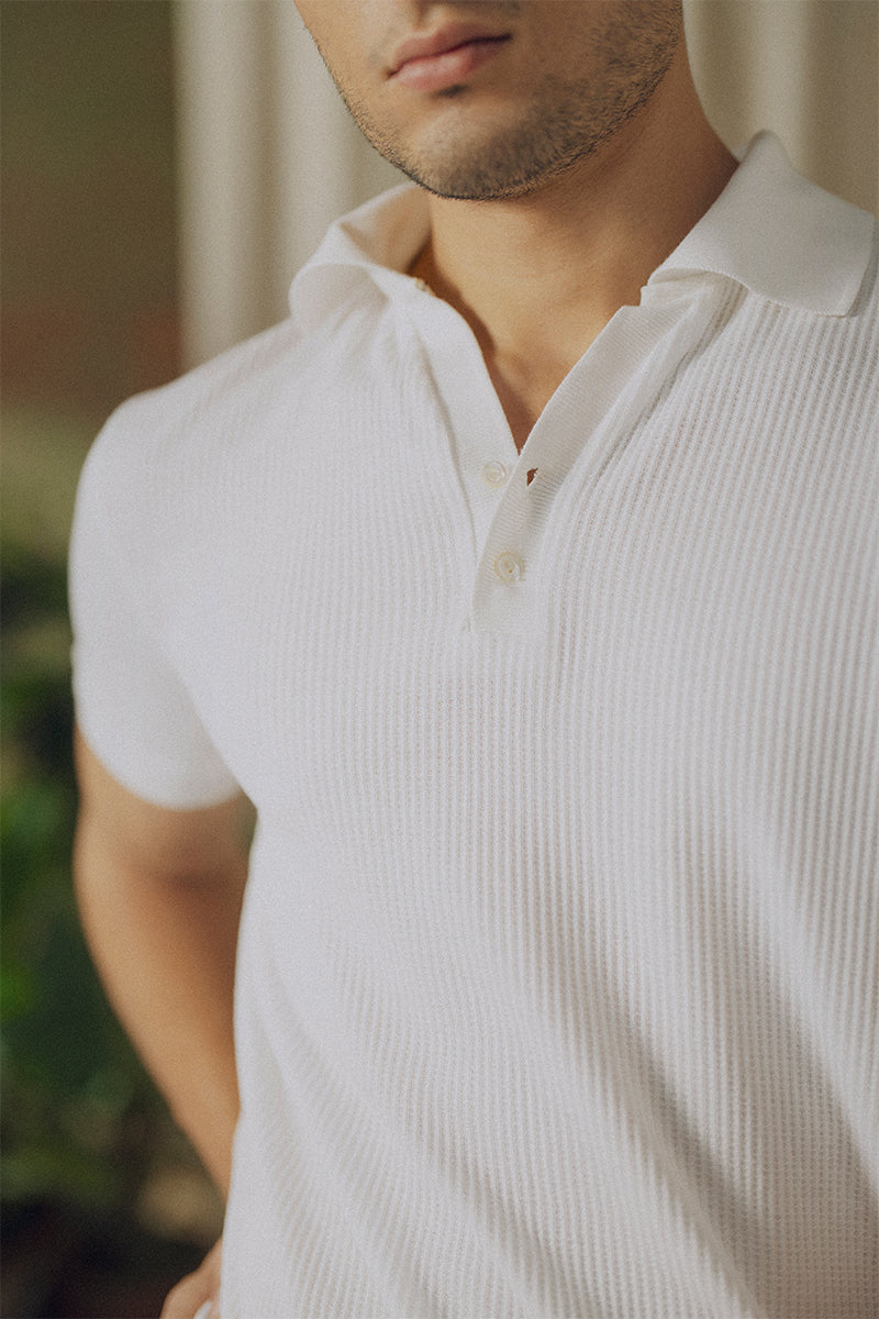 White Mesh Polo