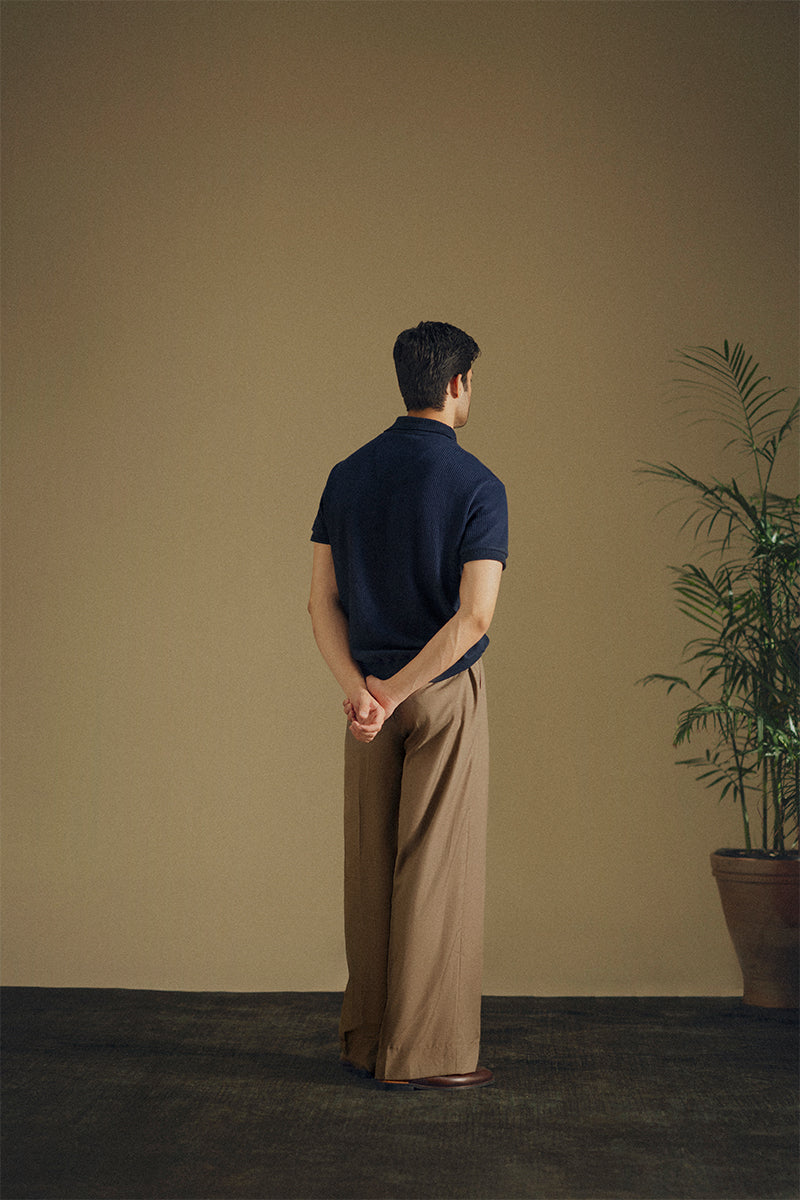 Navy Blue Embroidered Polo