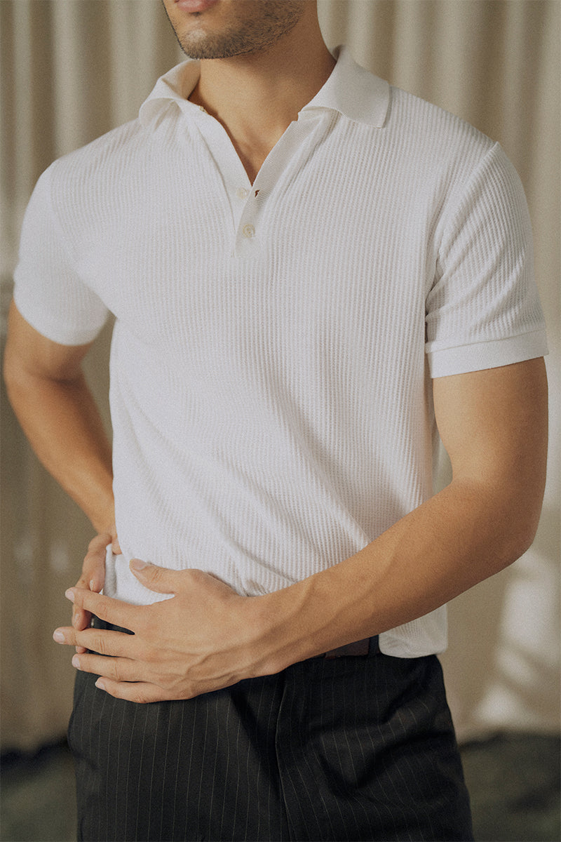 White Mesh Polo