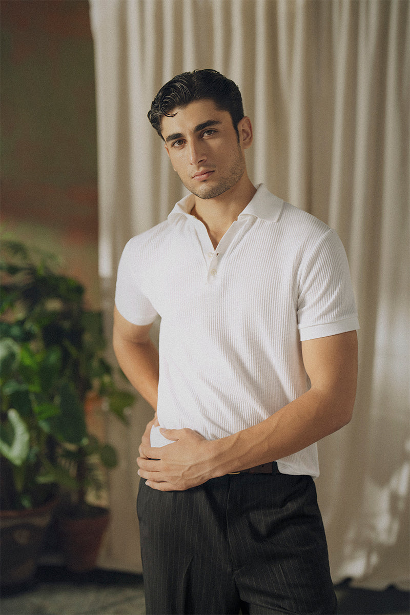 White Mesh Polo
