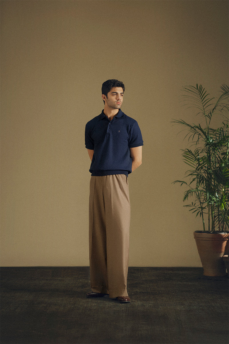Navy Blue Embroidered Polo