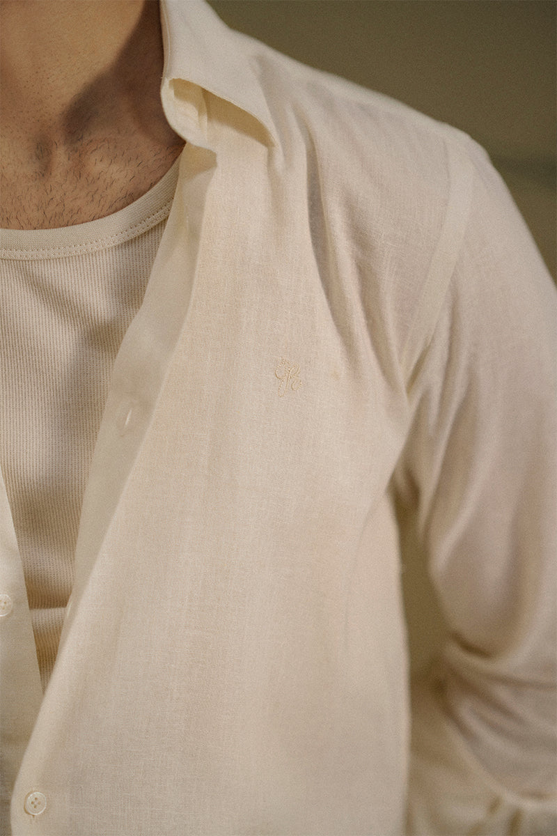 Taupe Linen Button Down Shirt