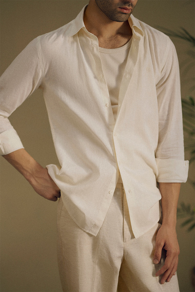 Taupe Linen Button Down Shirt