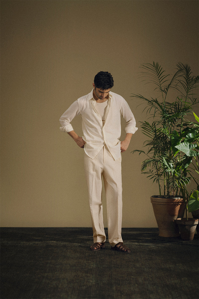 Taupe Linen Button Down Shirt