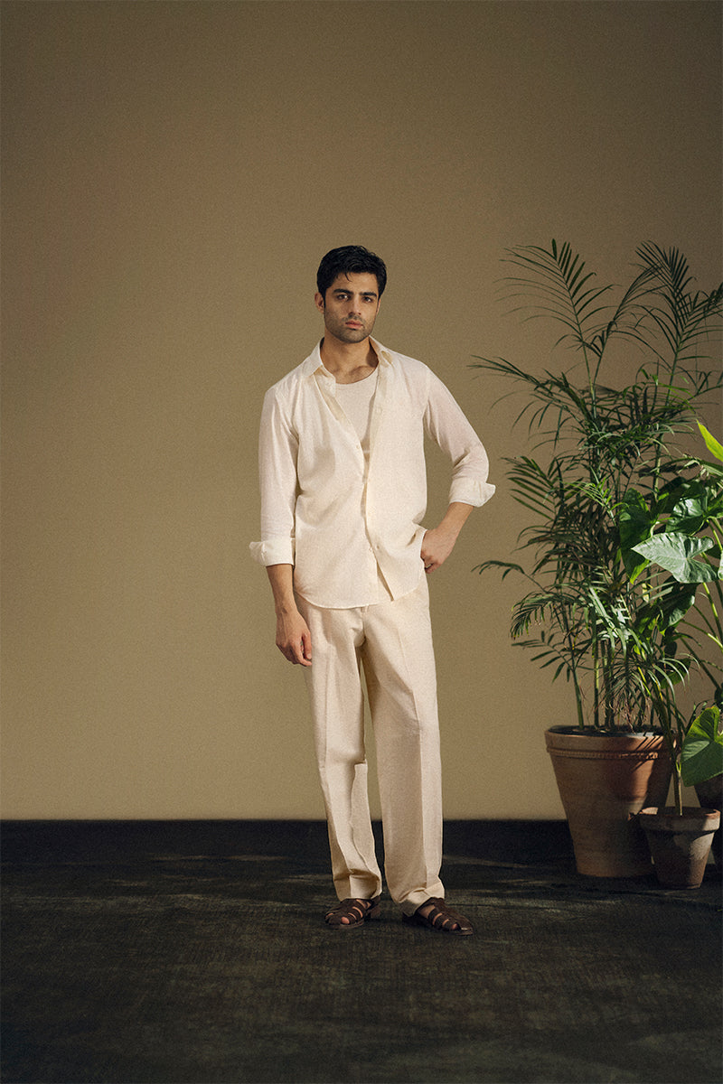 Taupe Linen Button Down Shirt