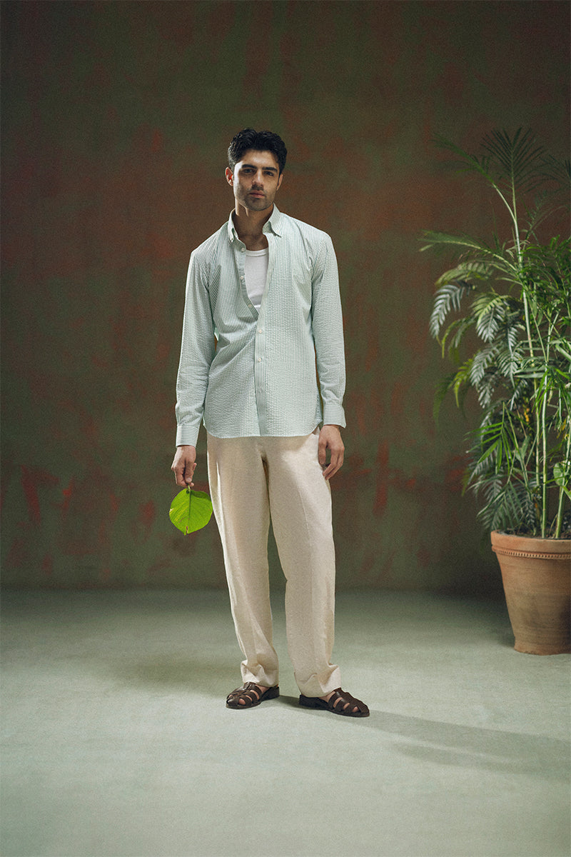 Sage Green Striped Shirt