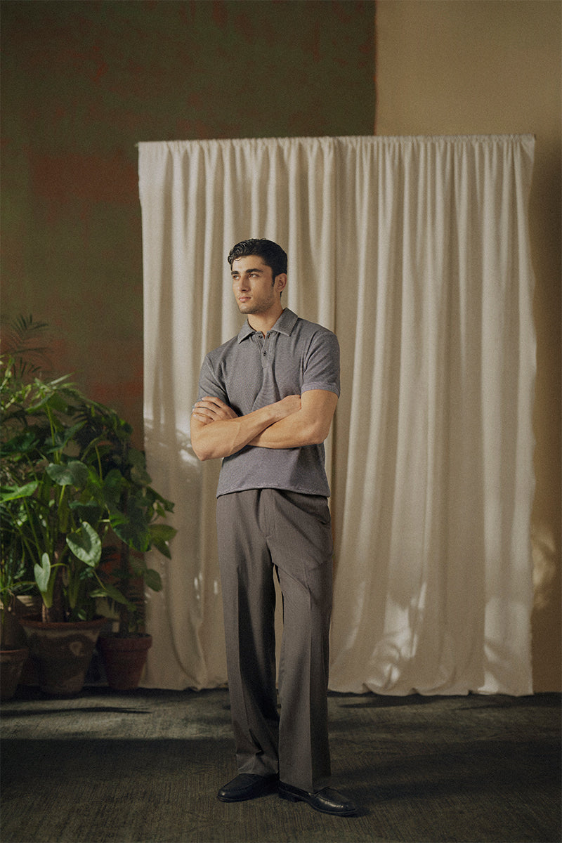 Slate Gray Button-up Polo