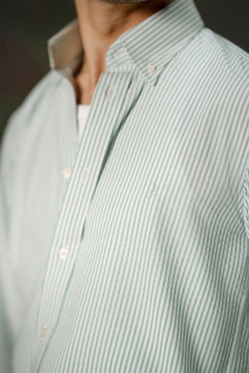 Sage Green Striped Shirt