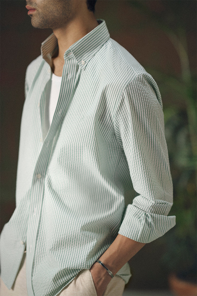 Sage Green Striped Shirt