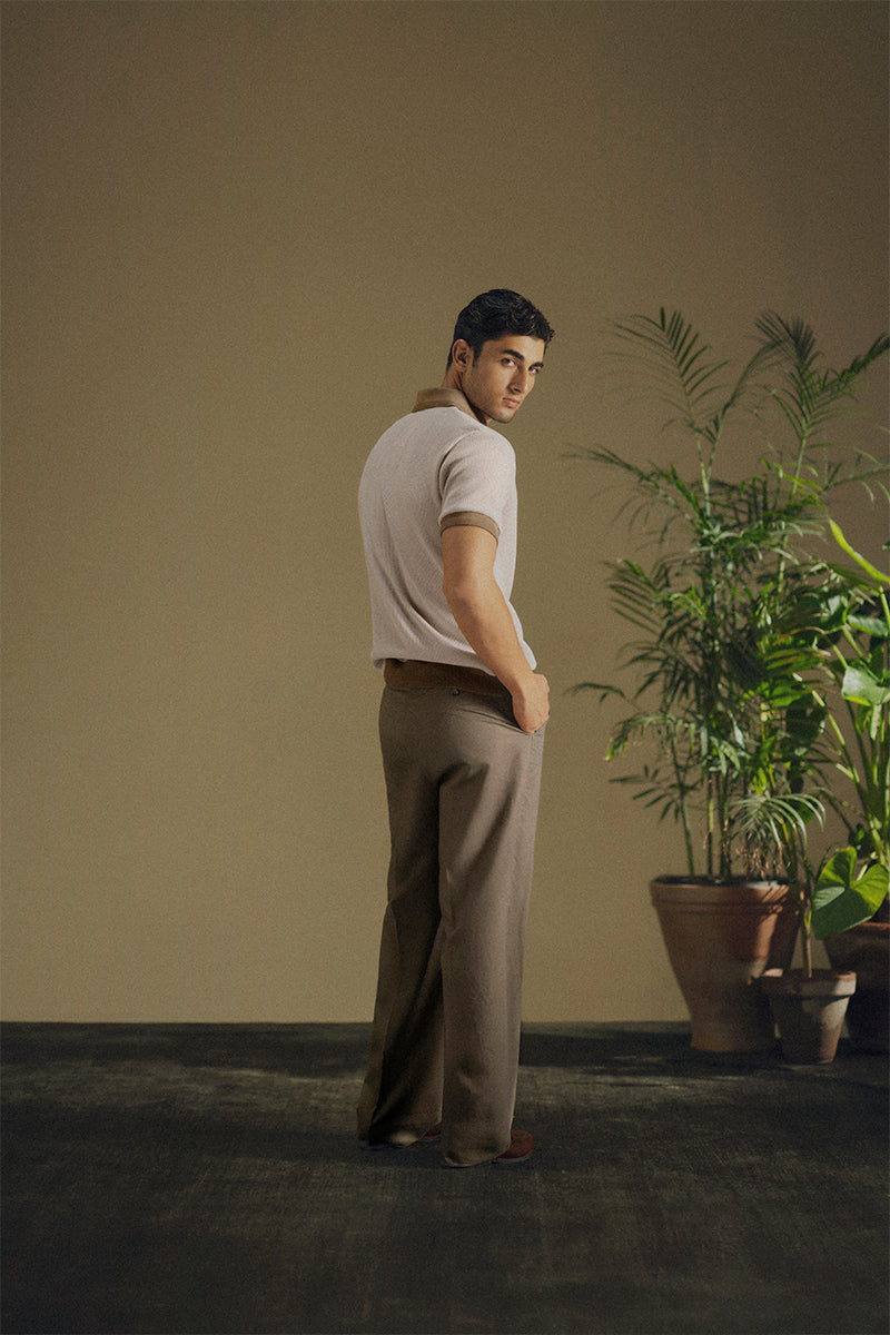 Taupe Button-Up Polo