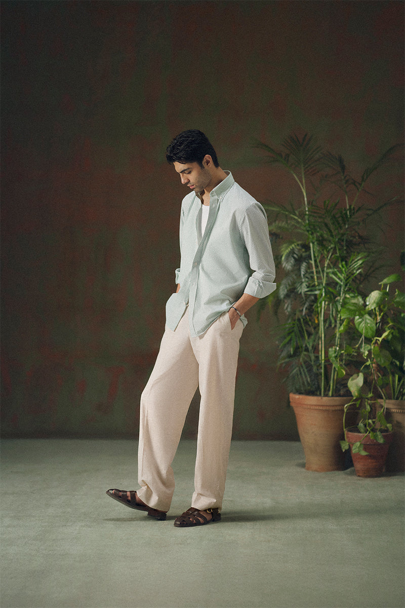 Sage Green Striped Shirt