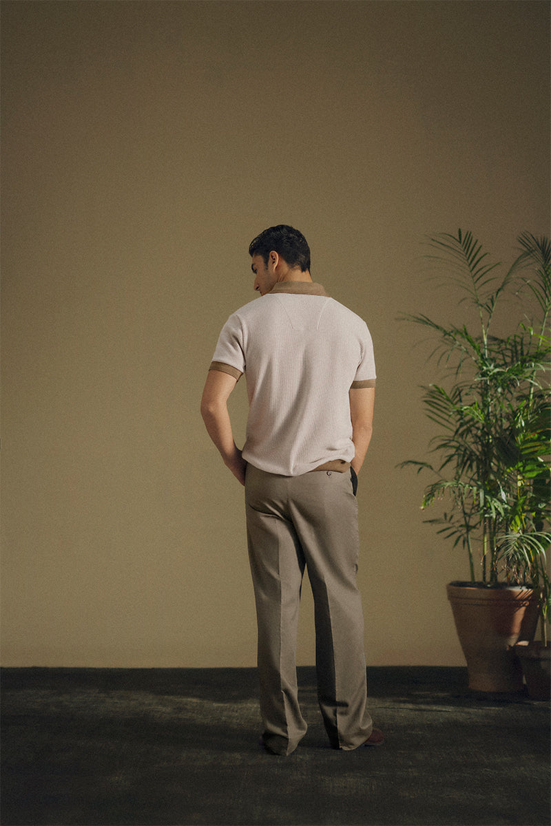 Taupe Button-Up Polo