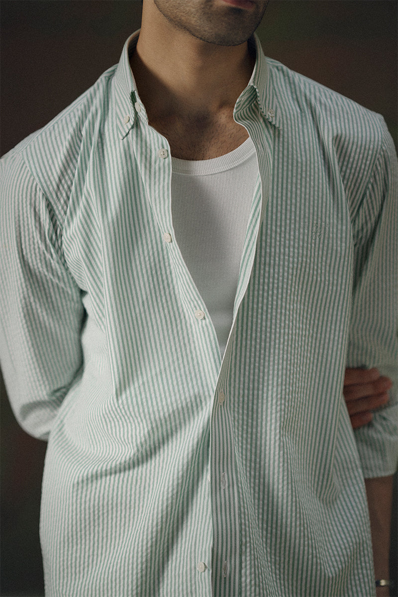 Sage Green Striped Shirt