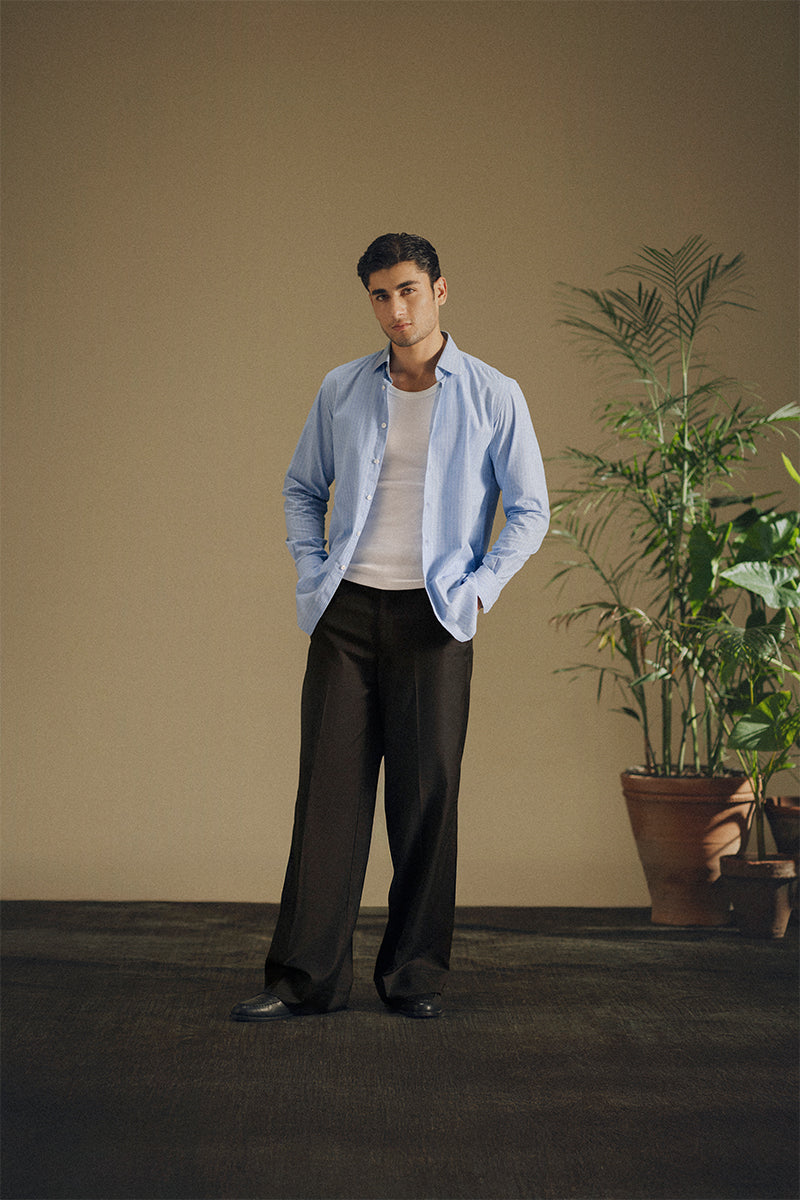 Powder Blue Striped Shirt