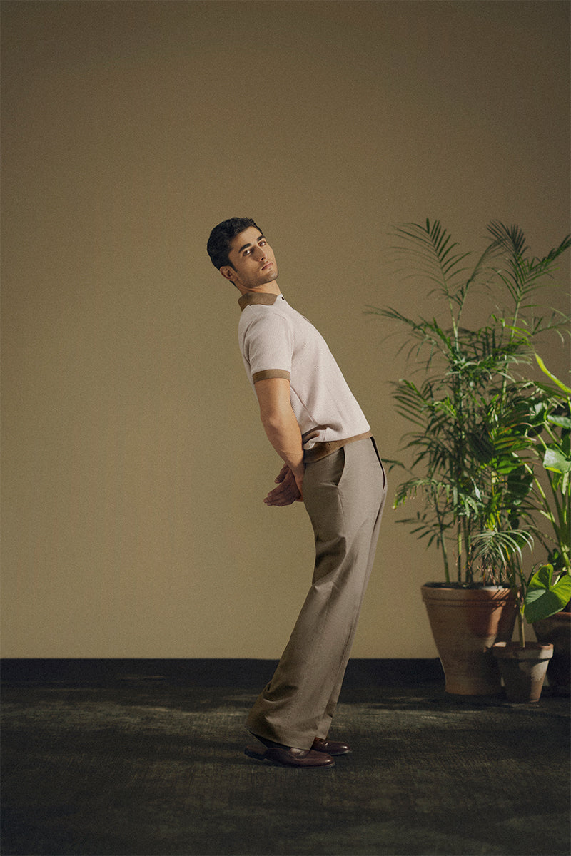 Taupe Button-Up Polo
