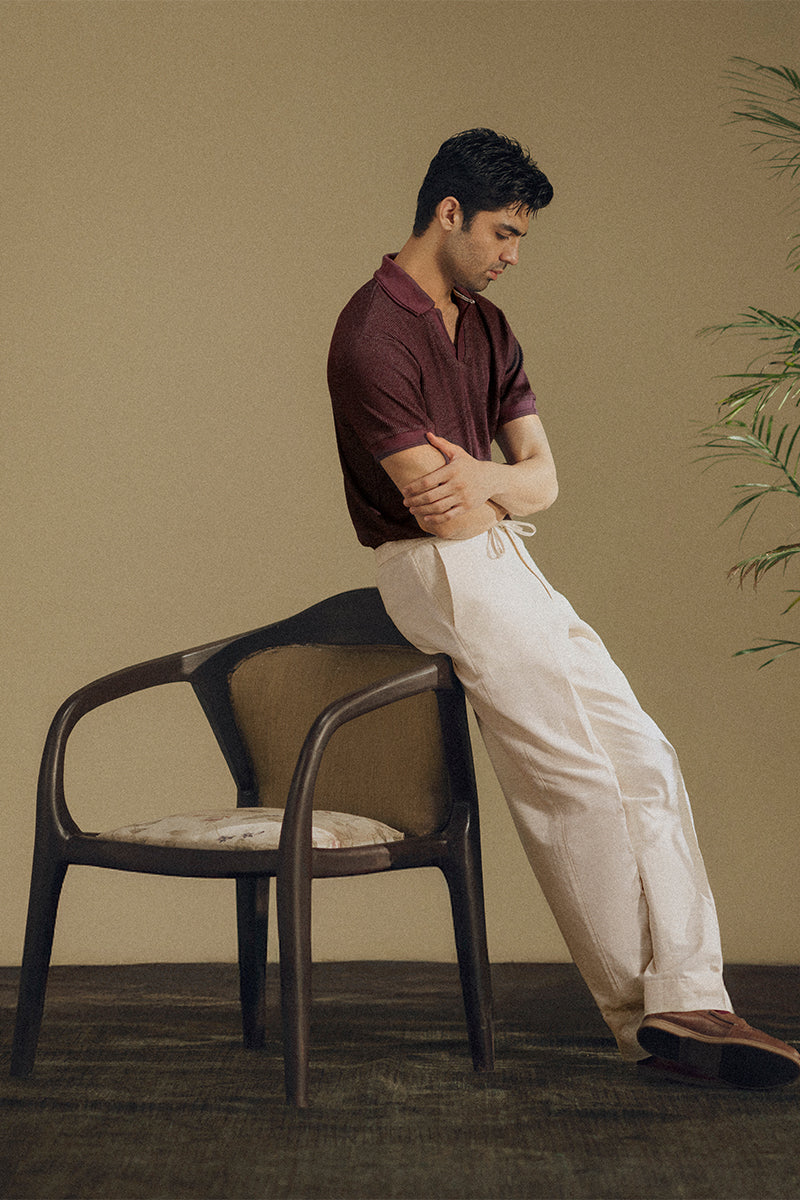 Burgundy Ribbed Polo