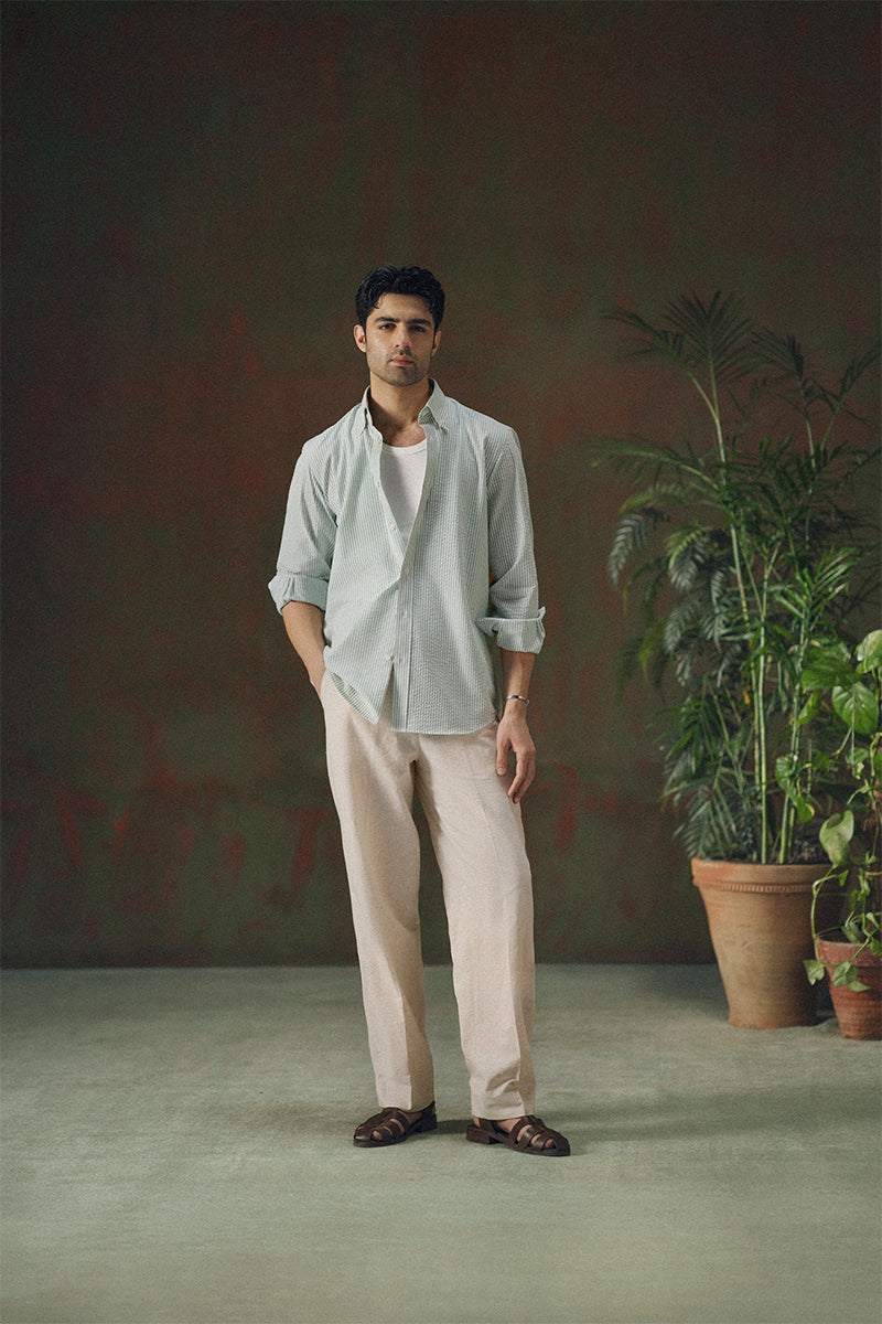 Sage Green Striped Shirt