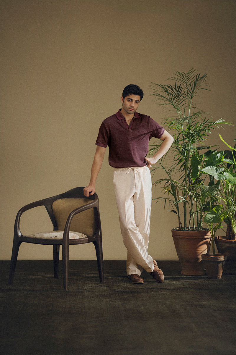 Burgundy Ribbed Polo