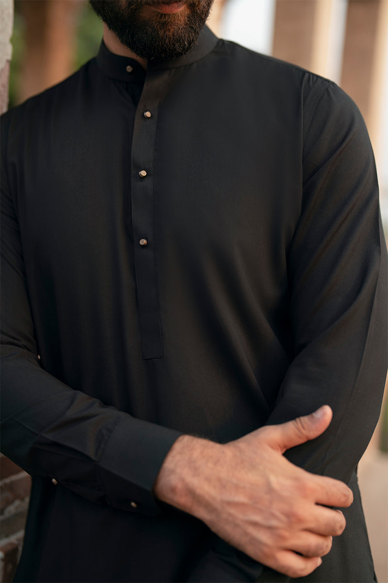 Black Egyptian Cotton Shalwar Kameez