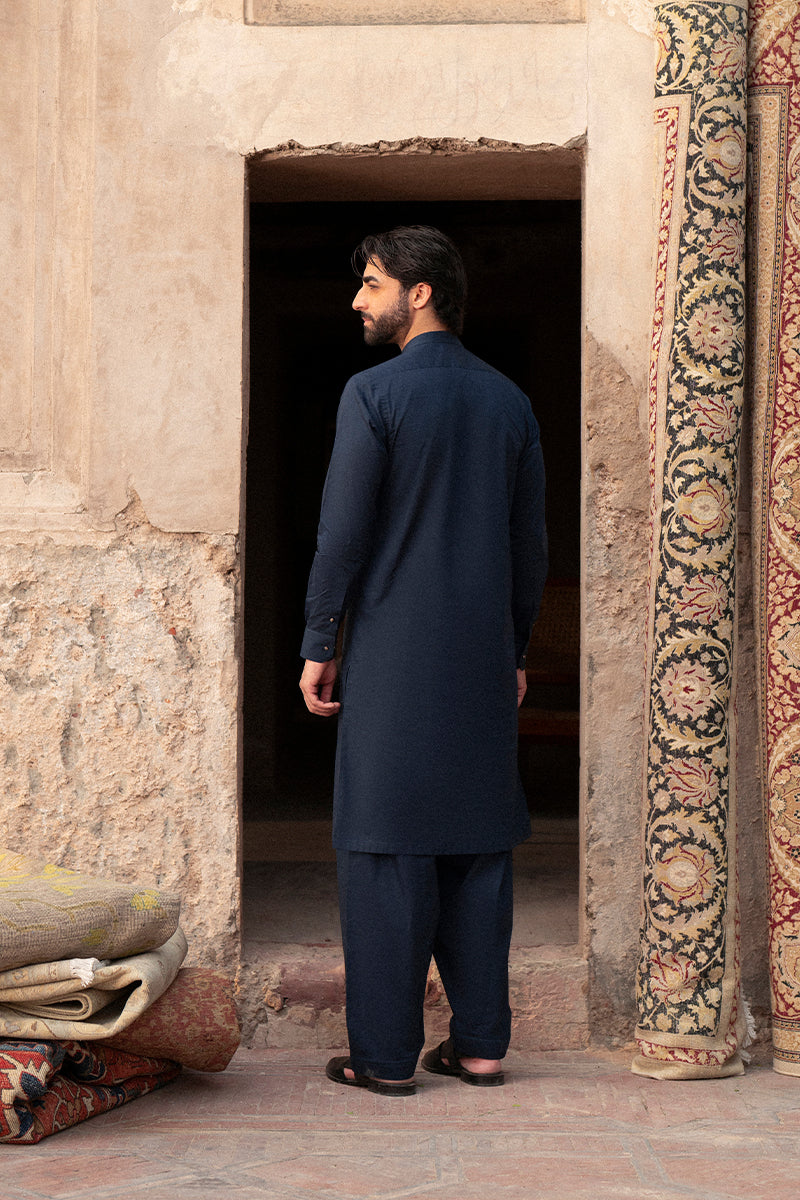 Navy Blue Egyptian Cotton Shalwar Kameez