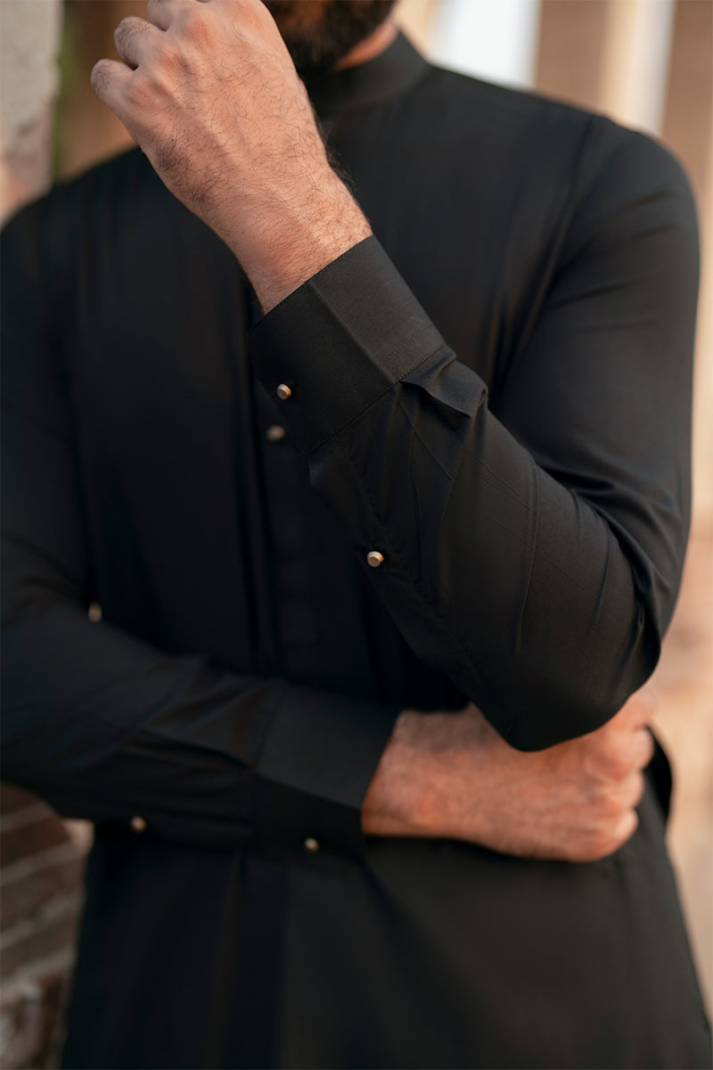 Black Egyptian Cotton Shalwar Kameez