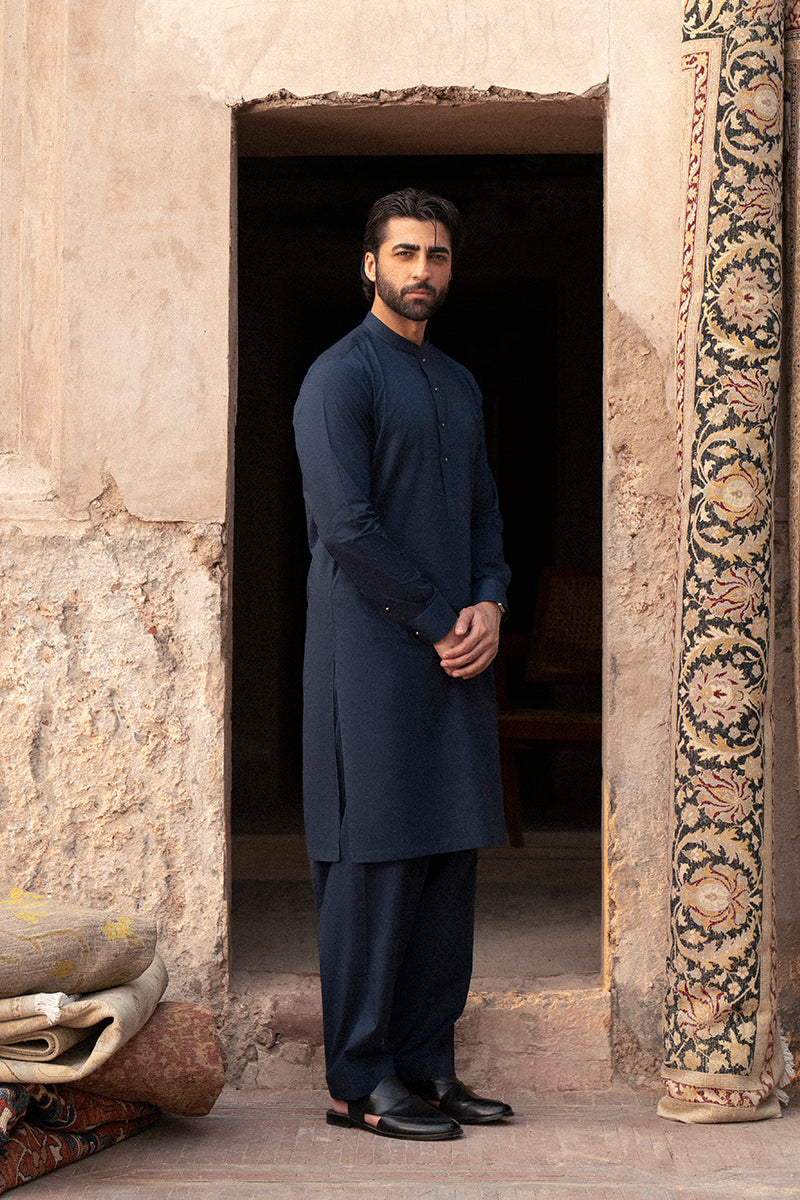 Navy Blue Egyptian Cotton Shalwar Kameez