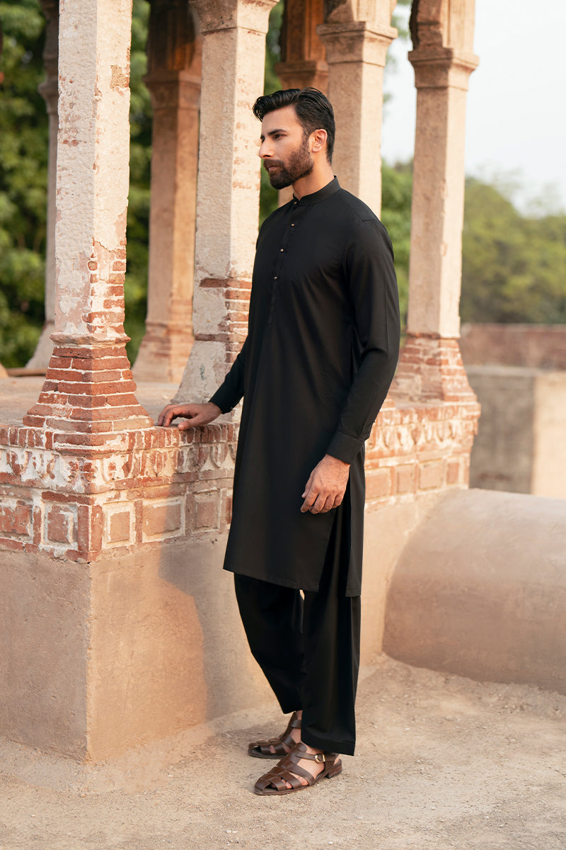Black Egyptian Cotton Shalwar Kameez