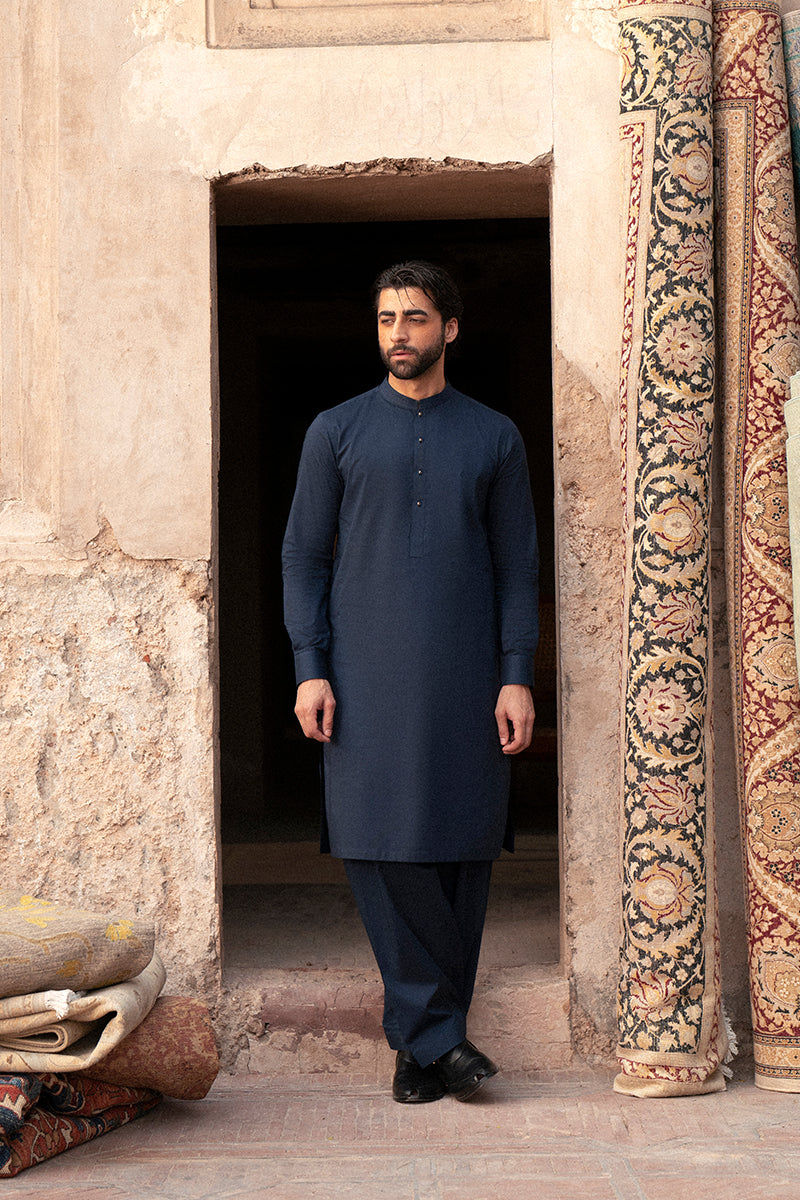 Navy Blue Egyptian Cotton Shalwar Kameez