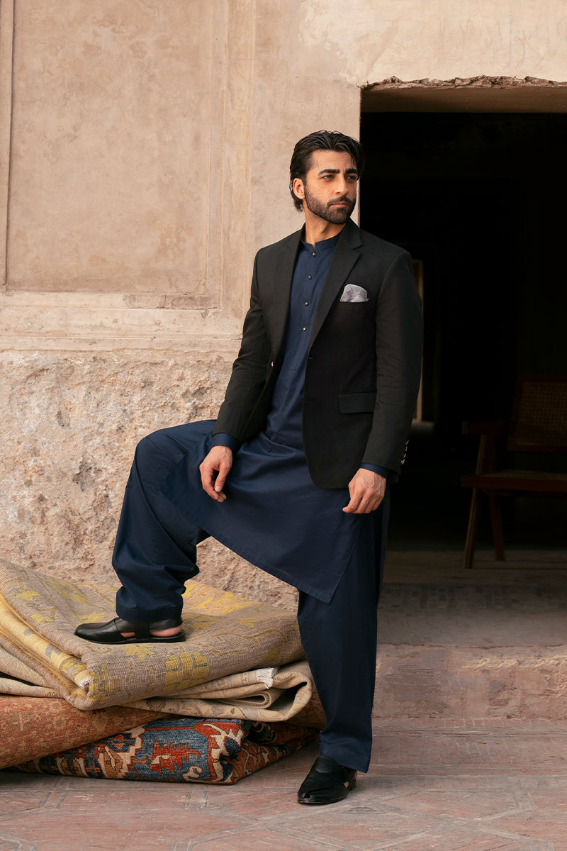 Navy Blue Egyptian Cotton Shalwar Kameez