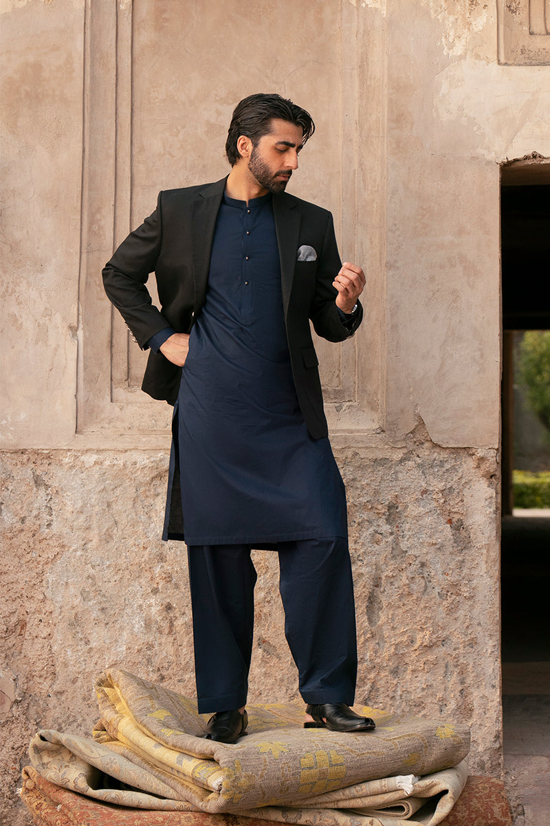 Navy Blue Egyptian Cotton Shalwar Kameez
