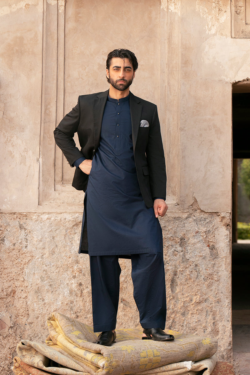 Navy Blue Egyptian Cotton Shalwar Kameez