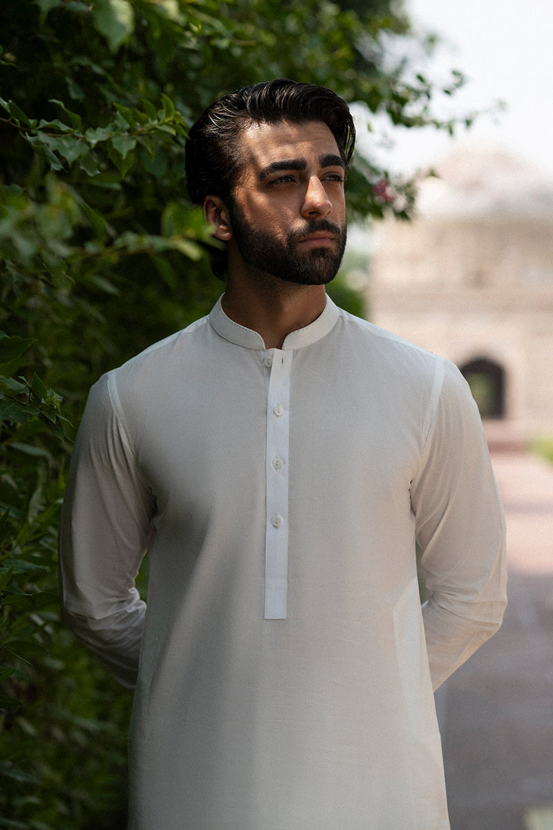 Off-White Egyptian Cotton Shalwar Kameez