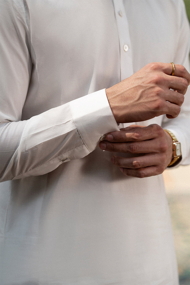 Off-White Egyptian Cotton Shalwar Kameez