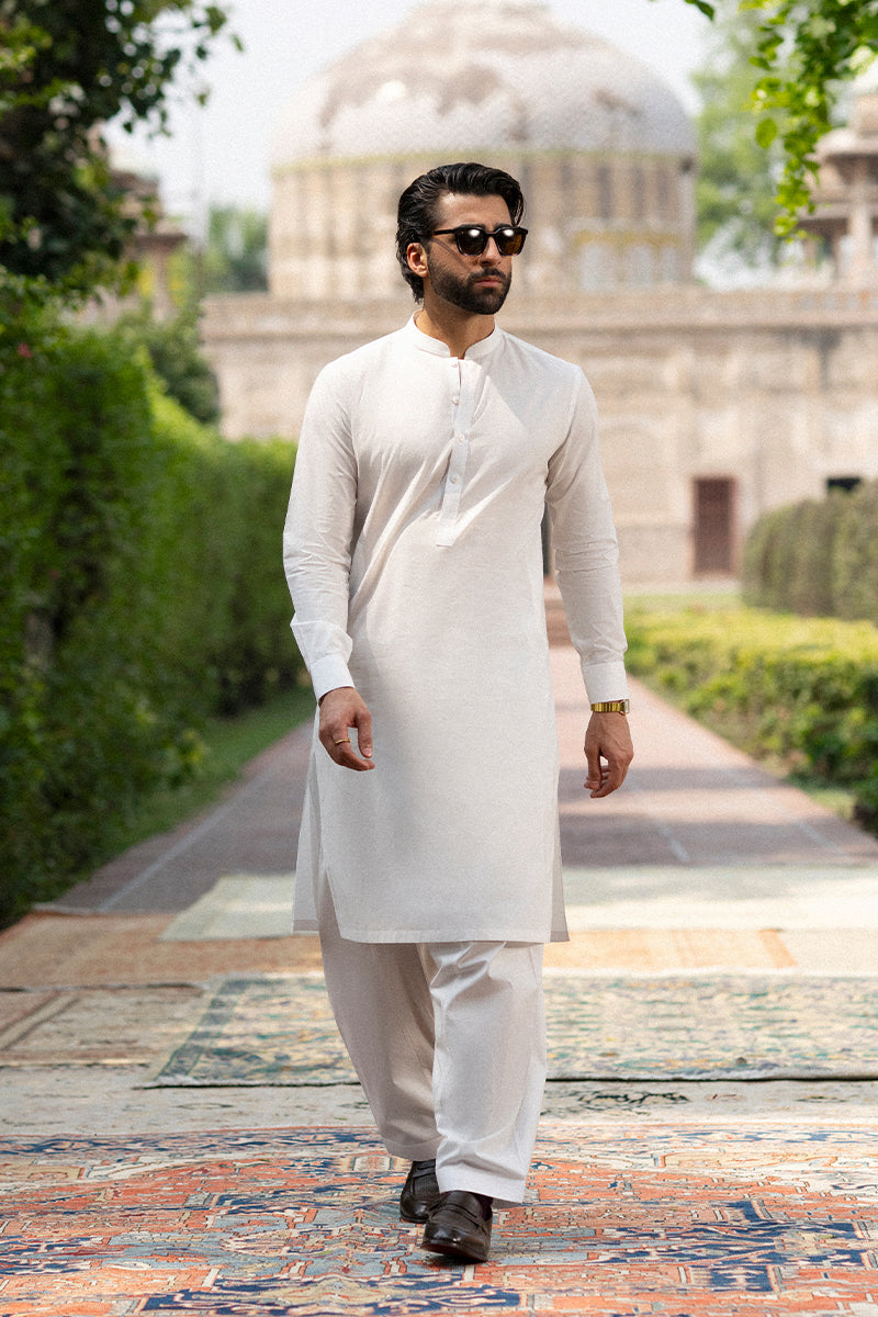 Off-White Egyptian Cotton Shalwar Kameez