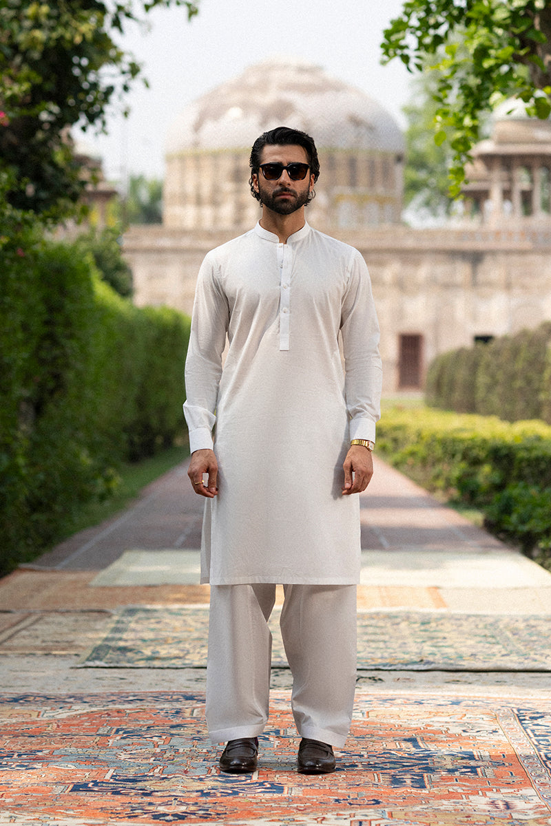 Off-White Egyptian Cotton Shalwar Kameez