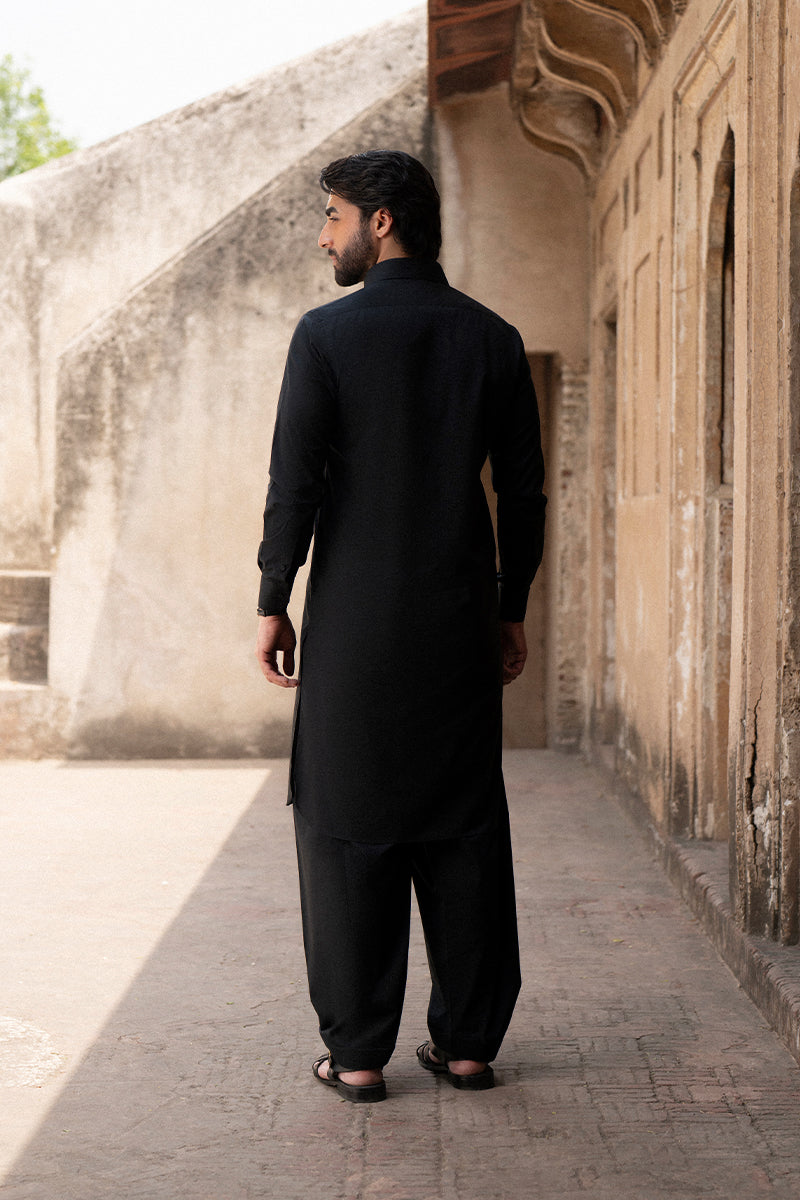 Ebony Black Egyptian Cotton Shalwar Kameez