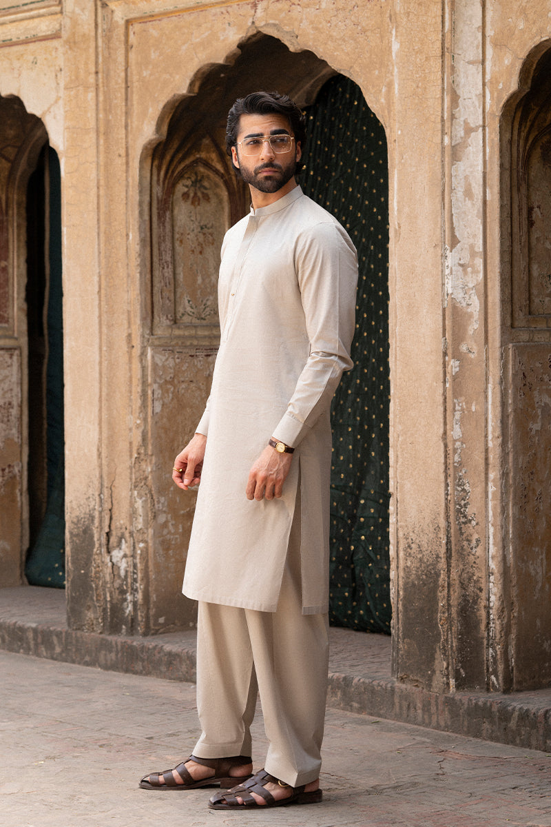 Sand Beige Egyptian Cotton Shalwar Kameez
