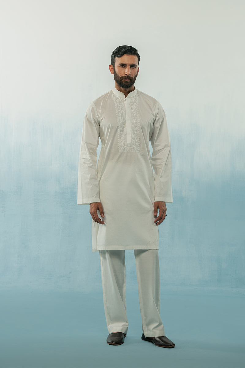 'White' Embroidered Kurta Pajama
