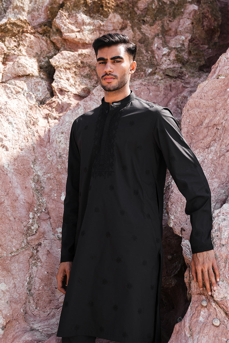'Black' Embroidered Kurta Pajama