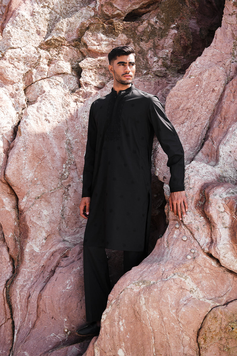 'Black' Embroidered Kurta Pajama