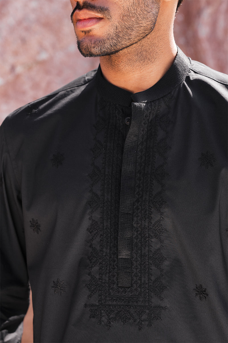 'Black' Embroidered Kurta Pajama