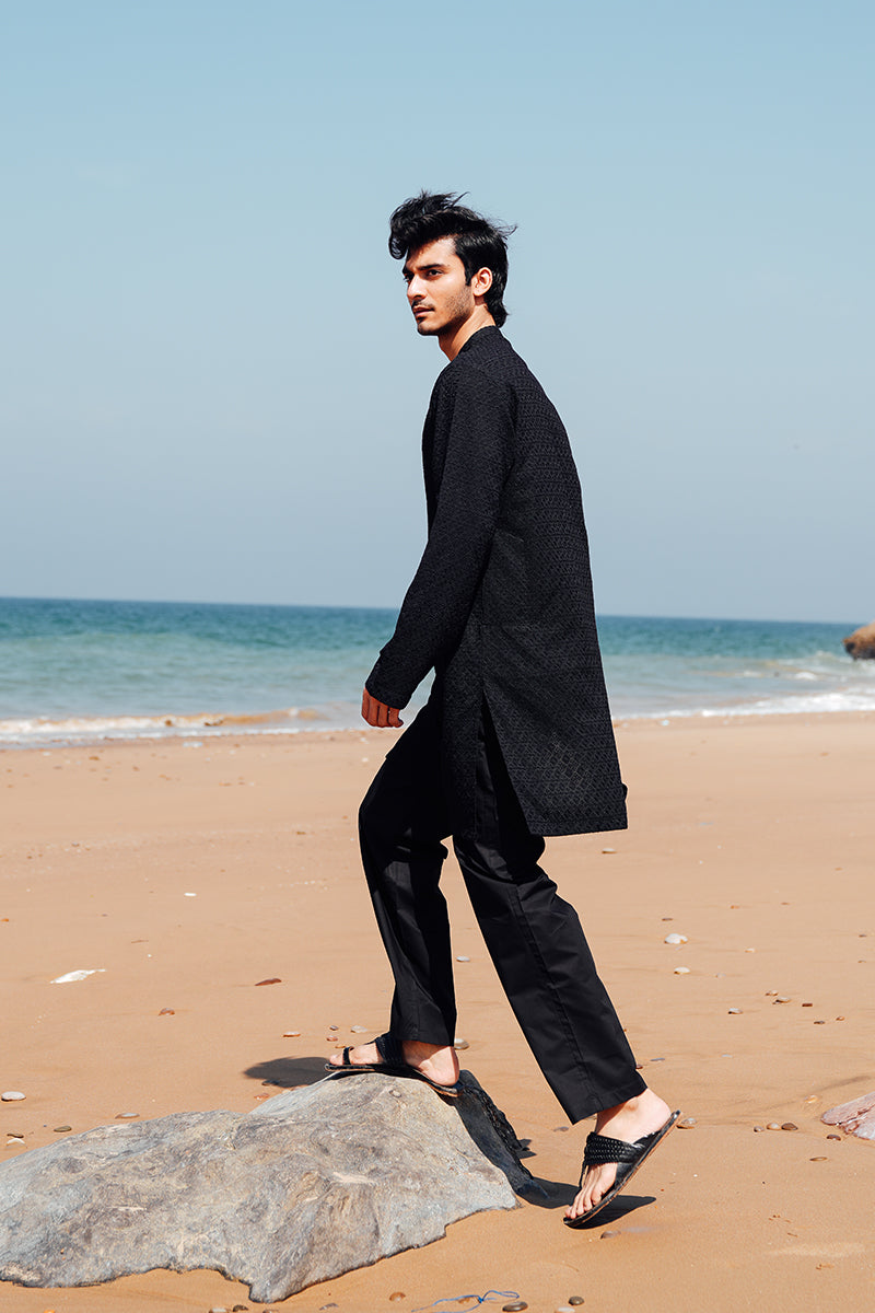 'Black' Embroidered Kurta Pajama