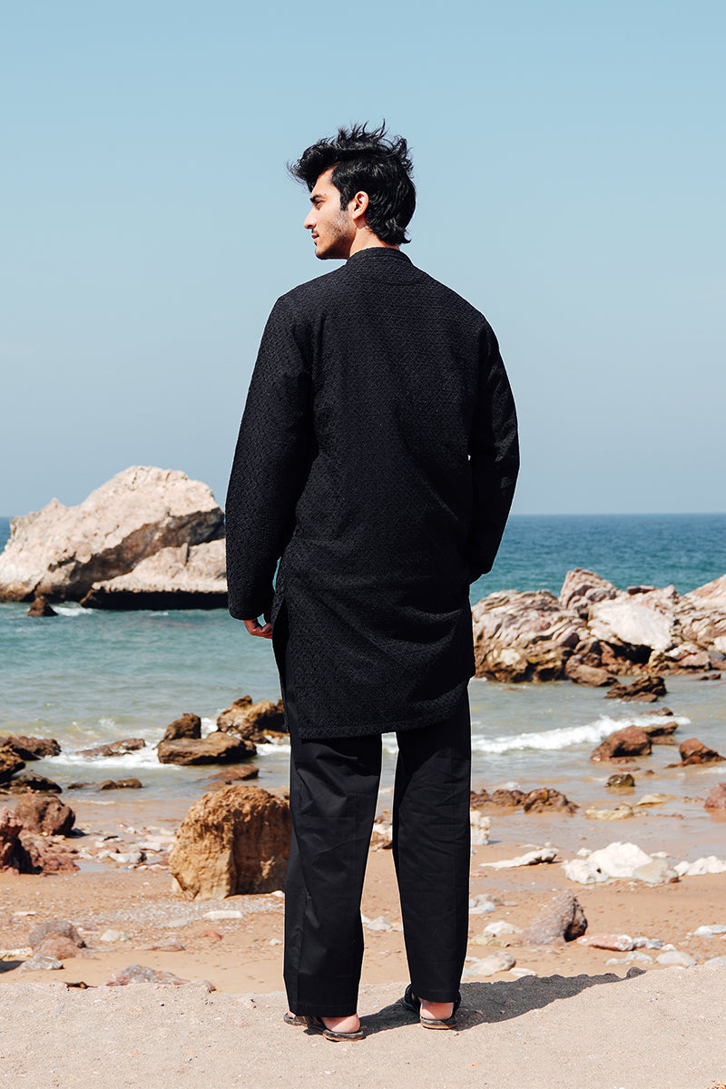'Black' Embroidered Kurta Pajama