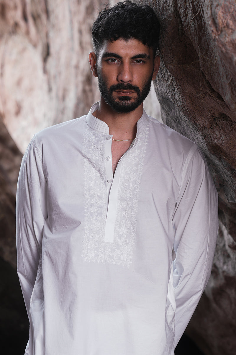 'White' Embroidered Kurta Pajama